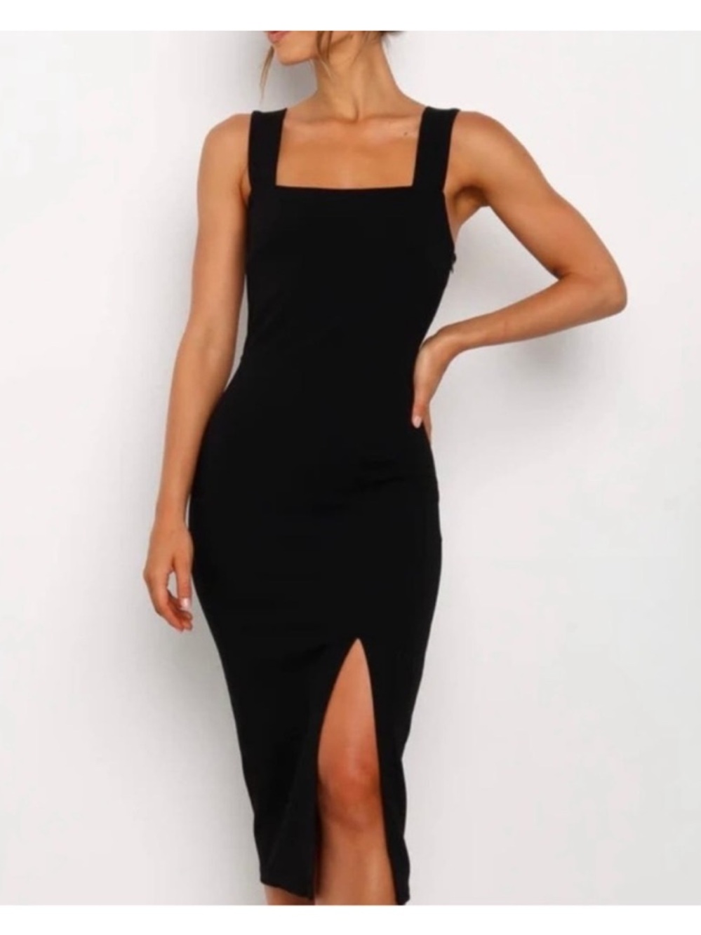 Petal and Pup Black Midi Dress